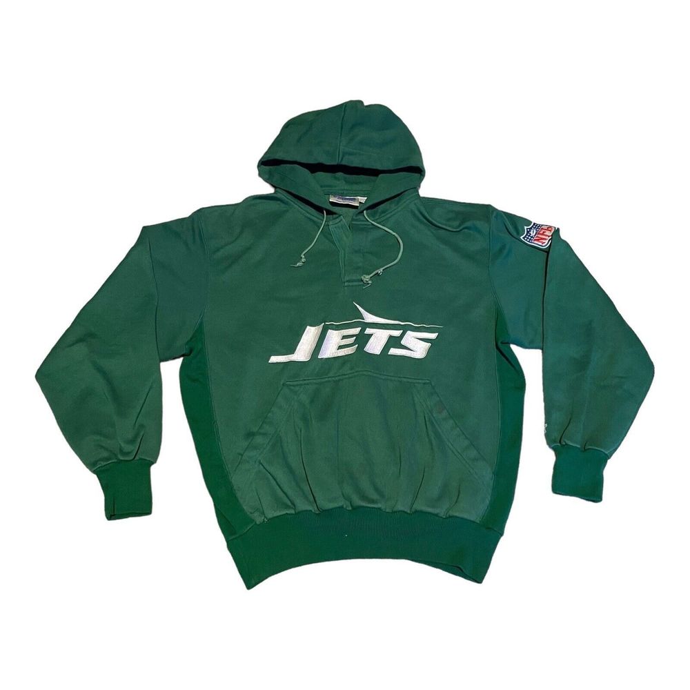 Vtg 80's Starter New York Jets Hooded Sweatshirt‎ Pullover Green NFL Size Large